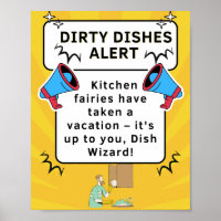 Poster de cuisine amusant - Plats sales Alerte pou