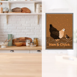 Poster de cuisine Hen et Chick, Sandy-Orange Impri