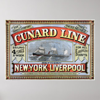 Poster de Cunard Line New York Liverpool