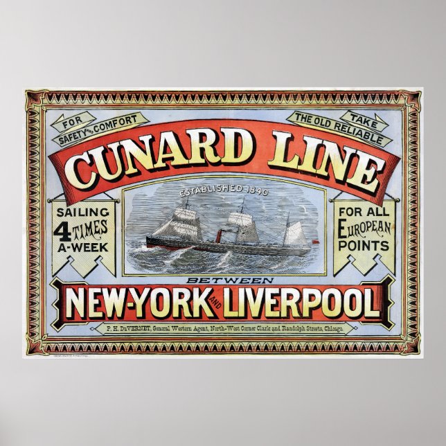 Poster de Cunard Line New York Liverpool (Devant)