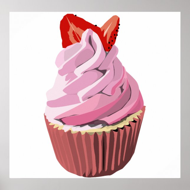 Poster de cupcake tourbillon aux fraises (Devant)