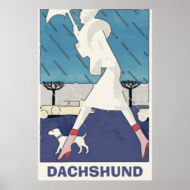 Poster de Dachshund en pluie (Devant)