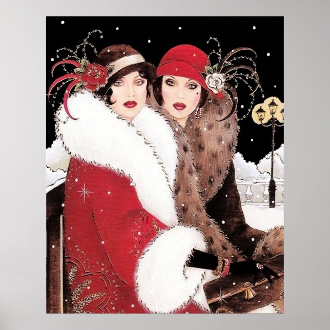 Poster de dames rétro art déco vintage (Devant)