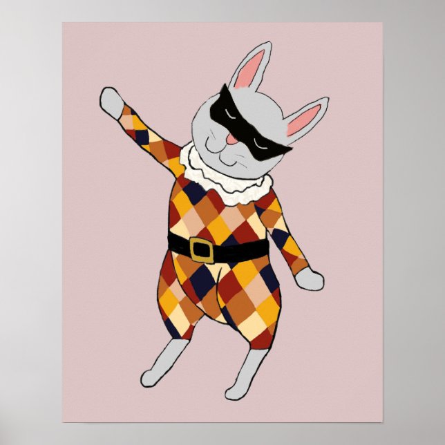 Poster de Dancing Harlequin Bunny Imprimer (Devant)