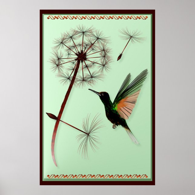 Poster de Dandelion et Little Green Hummingbird (Devant)