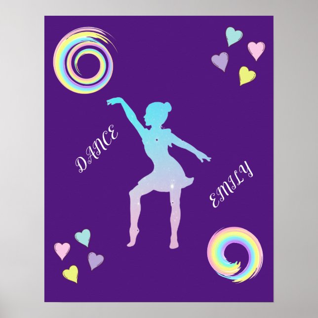 Poster de danse avec coeur & tourbillons. (Devant)