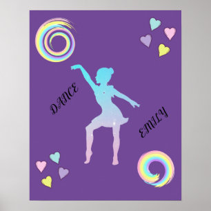 Poster de danse avec coeur & tourbillons.