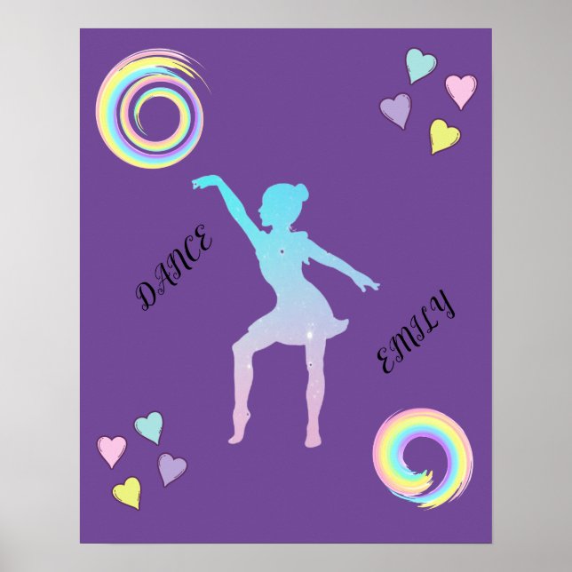 Poster de danse avec coeur & tourbillons. (Devant)