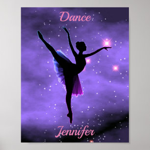 Poster de danse rose et violet galaxie avec nom