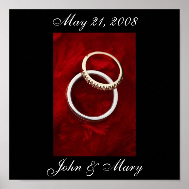 Poster de date mariage jusqu'à 15x15 (Devant)
