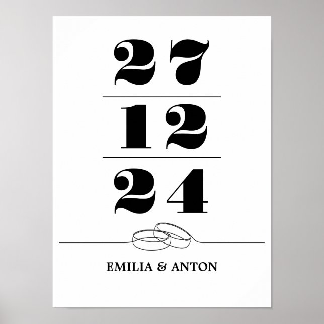 Poster de date Mariage personnalisé (Devant)