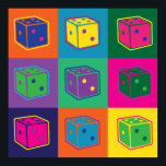 Poster de dé pop-art<br><div class="desc">Express votre amour du jeu de table avec cette affiche pop-art branchée !</div>