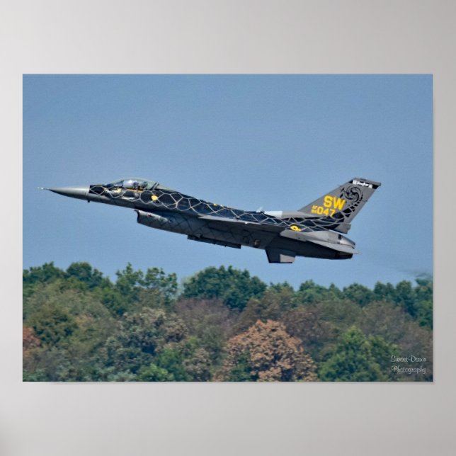 Poster de décollage d'avion de chasse F-16 (Devant)