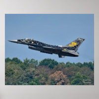 Poster de décollage d'avion de chasse F-16