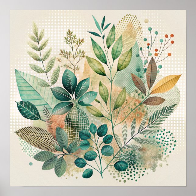 Poster de décoration murale des Feuilles botanique (Devant)