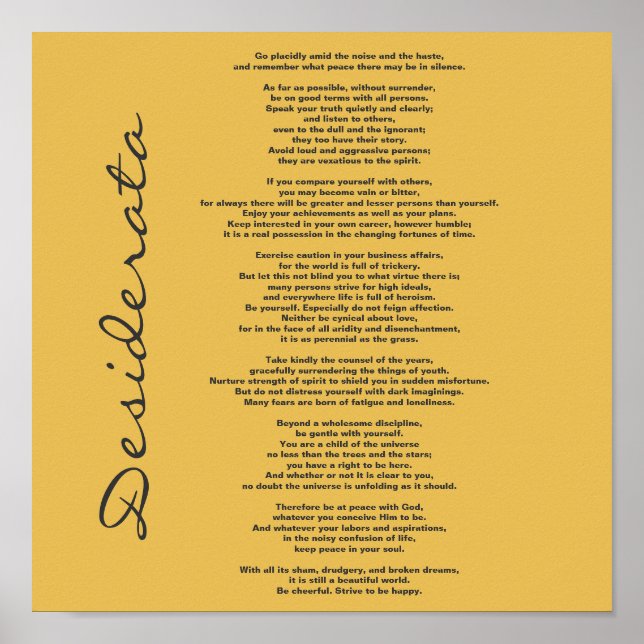 Poster de Desiderata - Changer de couleur Arrière  (Devant)