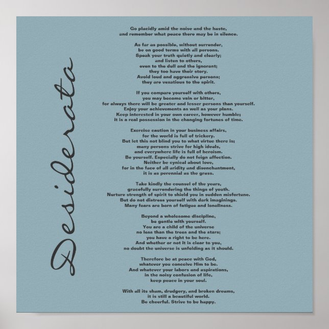 Poster de Desiderata - Changer de couleur Arrière  (Devant)