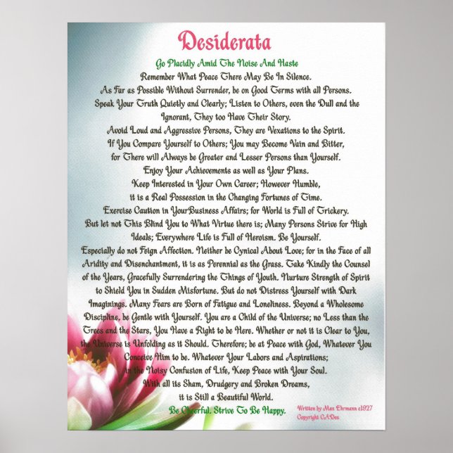 Poster de DESIDERATA Max Ehrmann-Lotus Lilly Pad (Devant)
