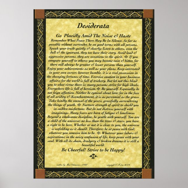 Poster de DESIDERATA par Max Ehrmann (Devant)