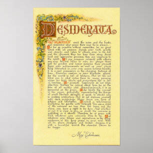 Poster de DESIDERATA par Max Ehrmann=Florentine