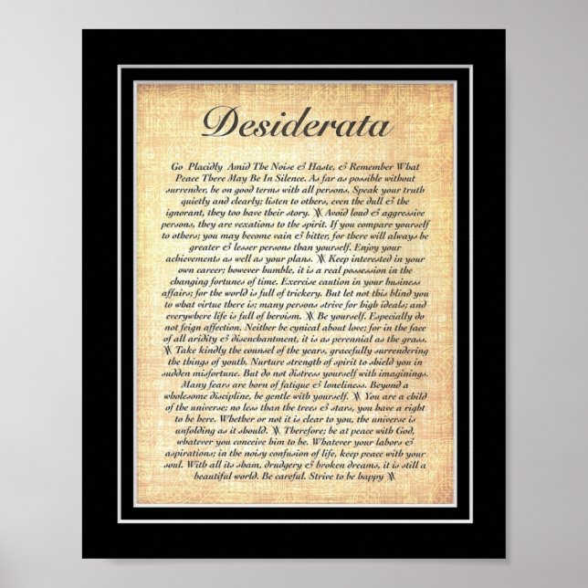 Poster de DESIDERATA par Max Ehrmann=Fossil (Devant)