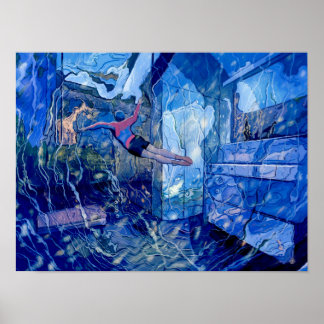 Poster de design Blue Swimmer Imprimer Mur Art