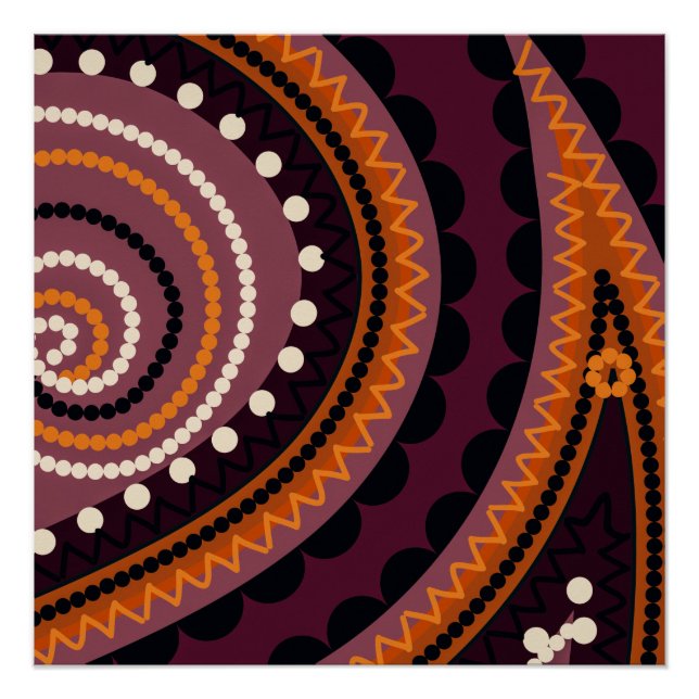 Poster de design motif abstrait orange bordeaux (Devant)