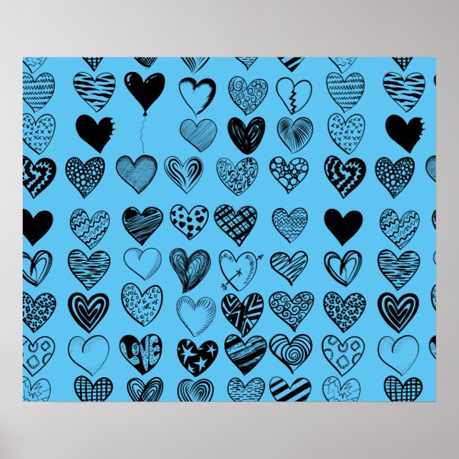 Poster de dessin adorable Black Heart Scribble (Devant)