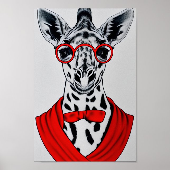 Poster de dessin au crayon de Giraffe, Art Décor M (Devant)