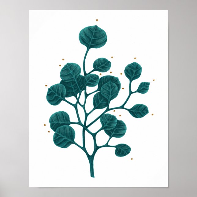 Poster de dessin de stylo Motif Plante vert (Devant)