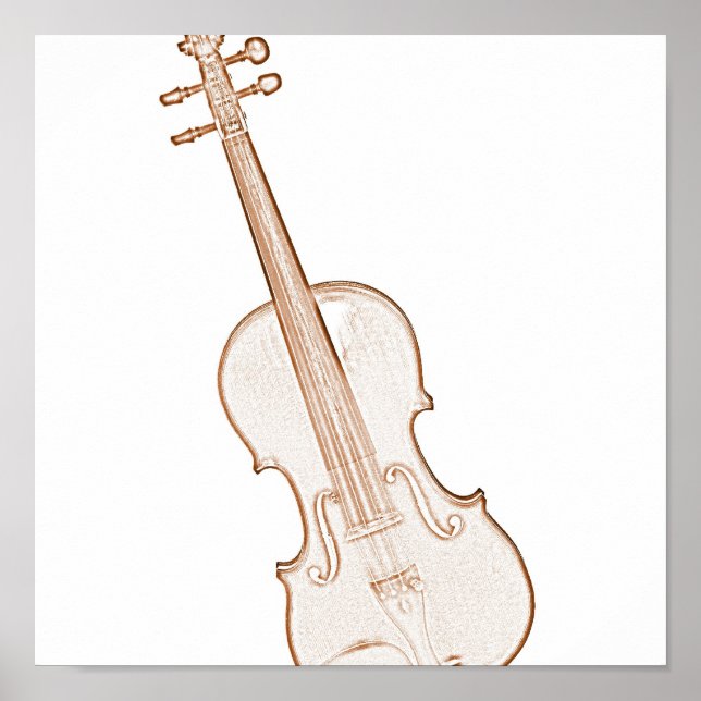 Poster de dessin d'encre Brown violon ou alto (Devant)