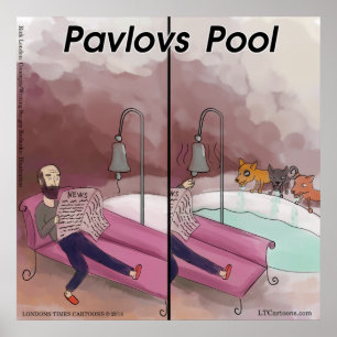 Poster de dessin drôle de la piscine de Pavlov