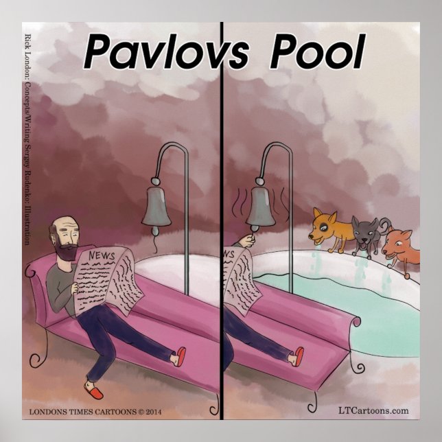 Poster de dessin drôle de la piscine de Pavlov (Devant)