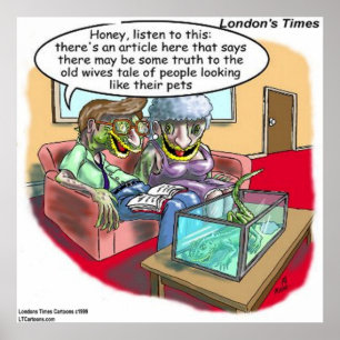 Poster de dessin drôle pour les gens de reptiles