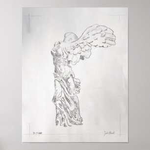 Poster de dessin en graphite Winged Victory