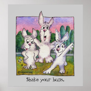 Poster de dessin sur trois lapins Sunrise