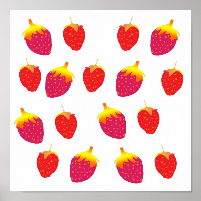 Poster de dessin vectoriel de fraises (Devant)