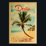 Poster de Destin Florida Vintage Palm Tree Beach<br><div class="desc">Destin,  affiche vintage de voyage de plage en Floride.</div>