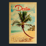 Poster de Destin Florida Vintage Palm Tree Beach<br><div class="desc">Destin,  affiche vintage de voyage de plage en Floride.</div>