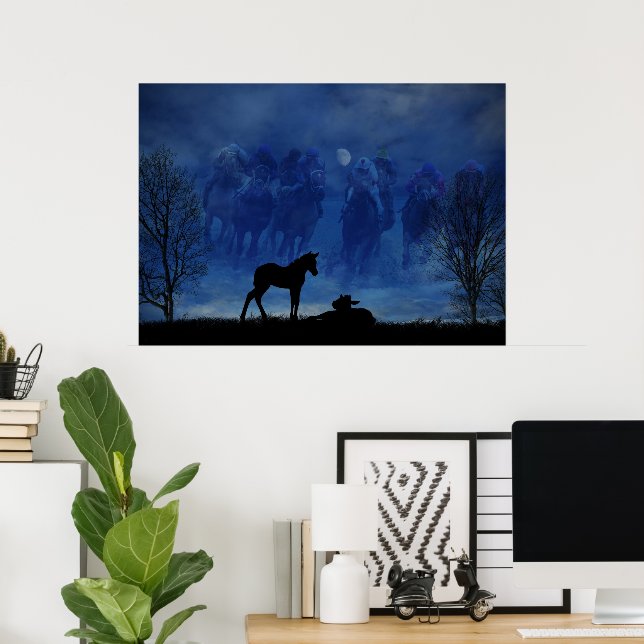 Poster de deux poulaillers de cheval Thoroughbred (Bureau à domicile)