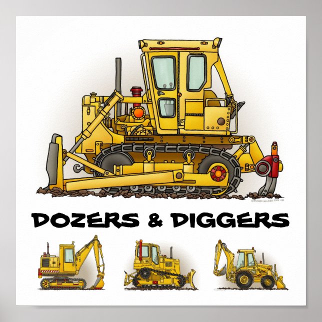 Poster de digitateurs Bulldozer Digers Imprimer (Devant)