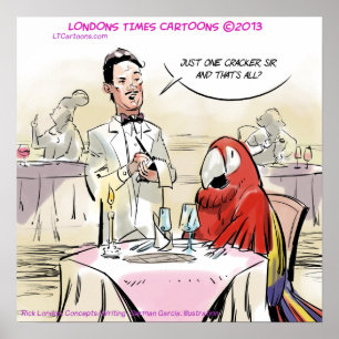 Poster de dîner fin de perroquet amusant