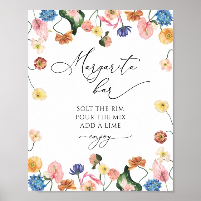 Poster de douche à nage fleuri bar Margarita (Devant)