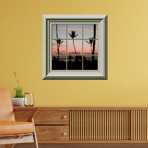Poster de Faux Window Coucher de soleil tropical