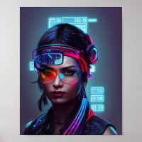 Poster de femme Cyberpunk