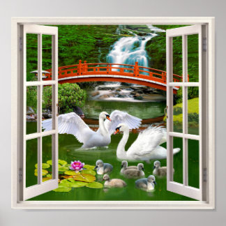 POSTER DE FENÊTRE ORIENTAL DU JARDIN DES SWANS