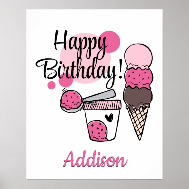 Poster de fête d'anniversaire de la crème glacée (Devant)