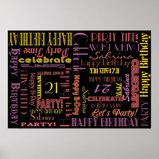 Poster de fête ! Fête d'anniversaire ! NOM ET ÂGE (Devant)