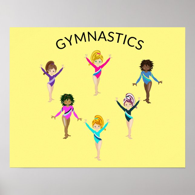 Poster de fille de gymnastique avec 6 gymnaste (Devant)