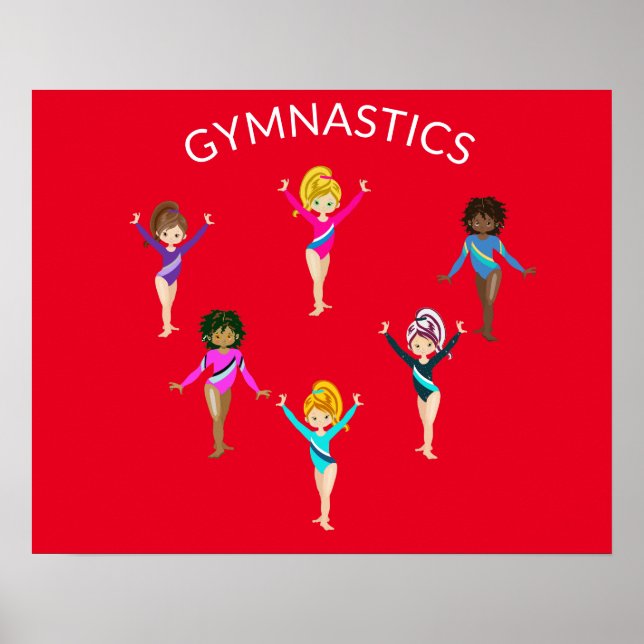 Poster de fille de gymnastique avec 6 gymnaste (Devant)